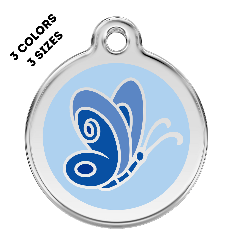 Butterfly Stainless Steel And Enamel Blue Pet ID Tag
