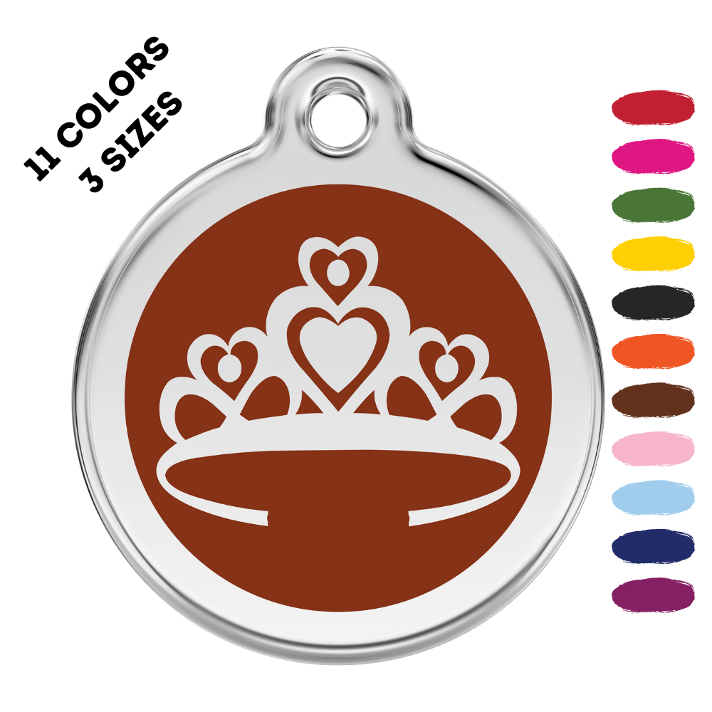 Crown Stainless Steel And Enamel Brown Pet ID Tag