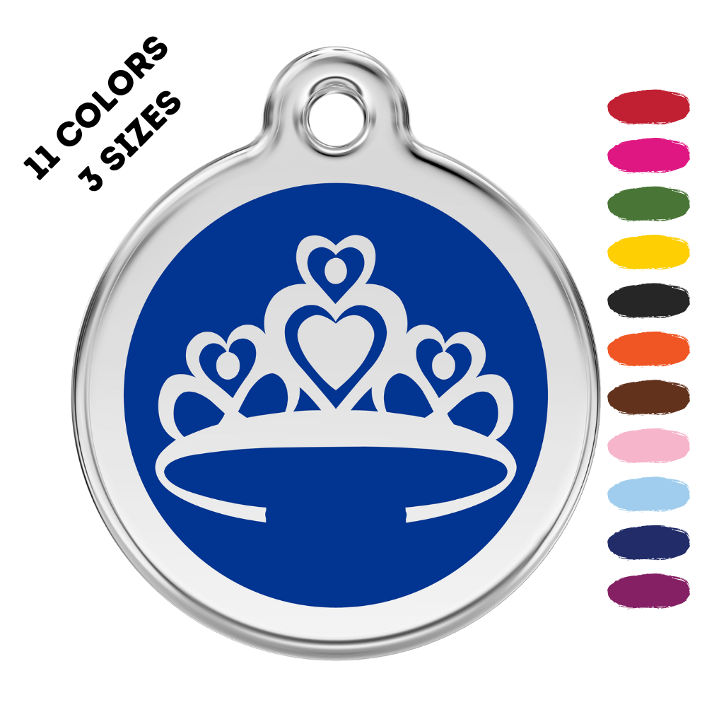 Crown Stainless Steel And Enamel Dark Blue Pet ID Tag