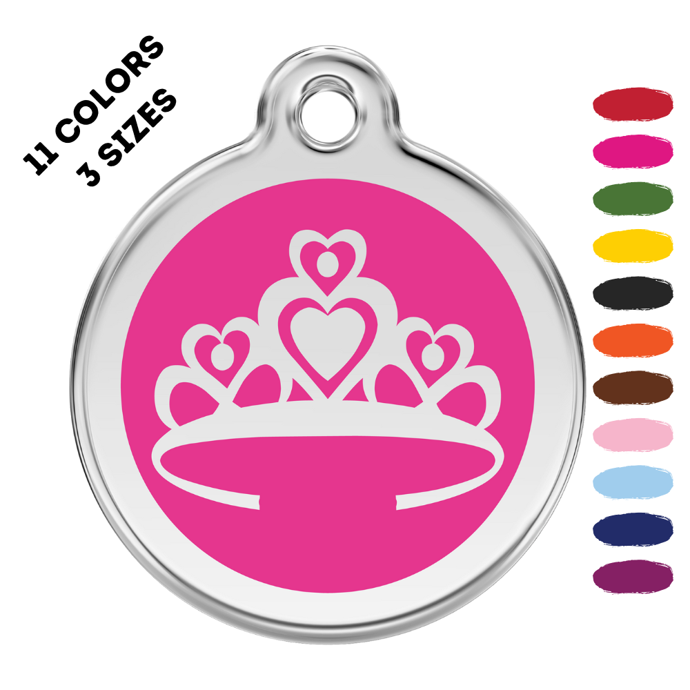 Crown Stainless Steel And Enamel Hot Pink Pet ID Tag