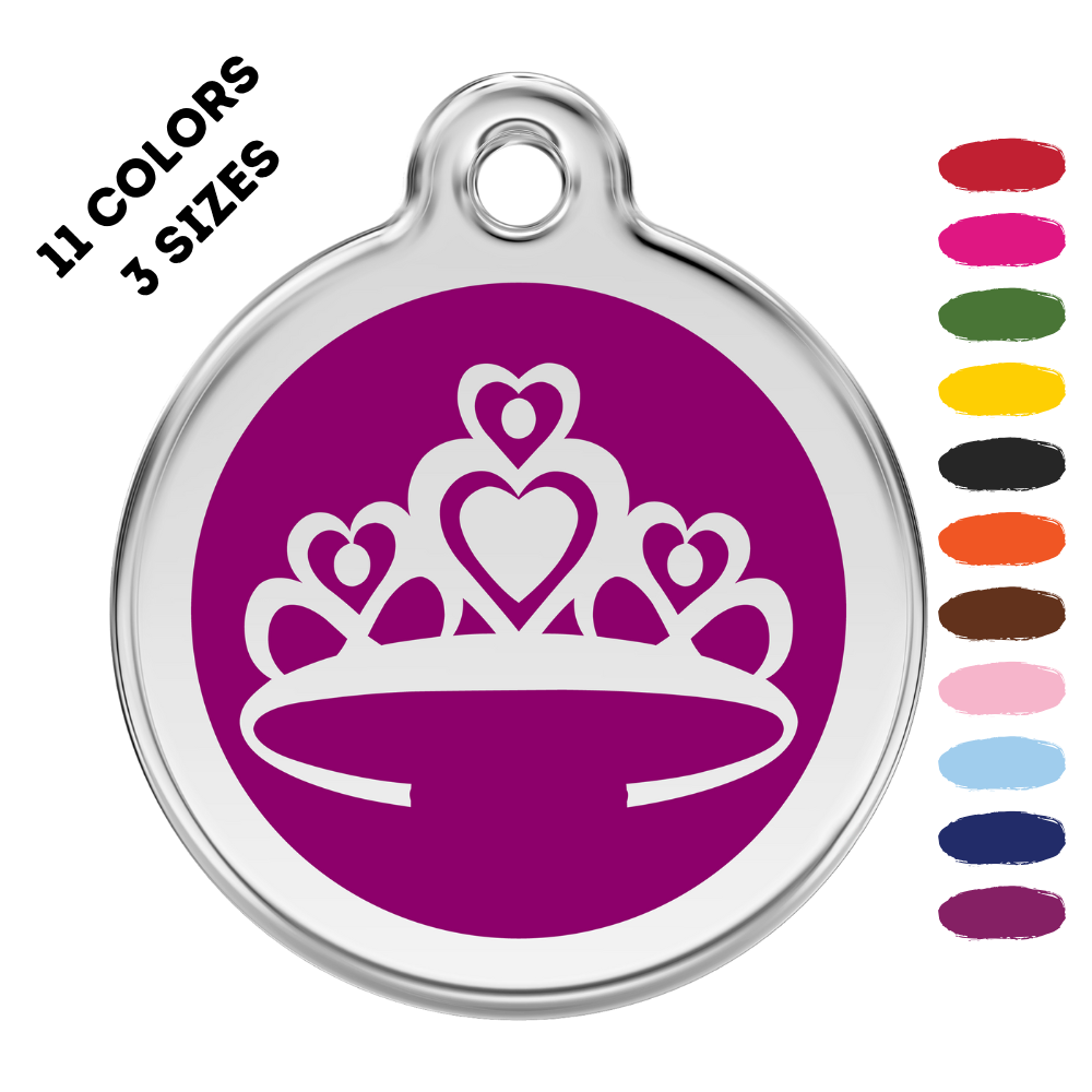 Crown Stainless Steel And Enamel Purple Pet ID Tag