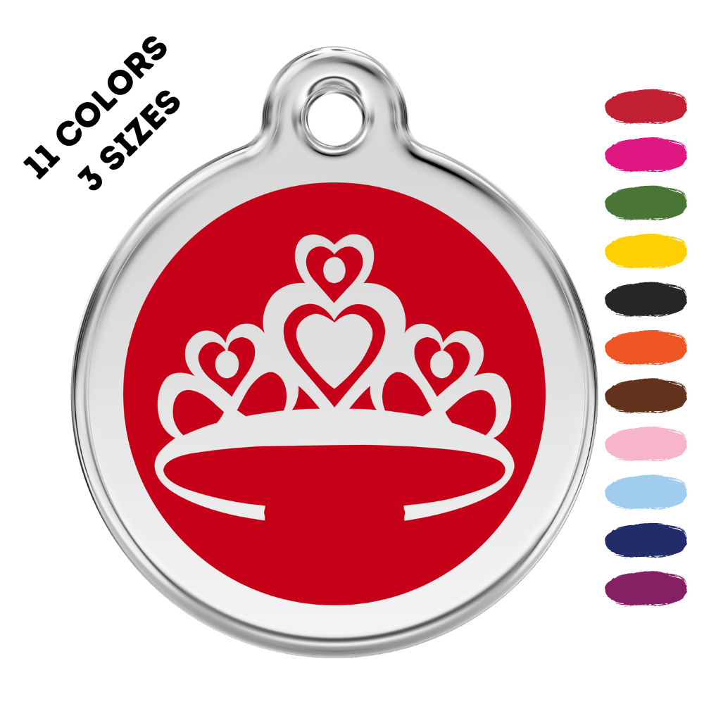 Crown Stainless Steel And Enamel Red Pet ID Tag