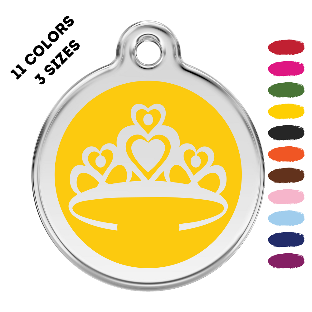 Crown Stainless Steel And Enamel Yellow Pet ID Tag