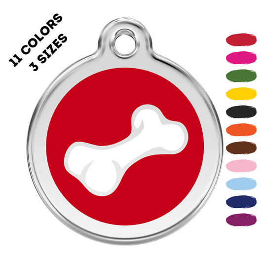 Dog Bone Red Pet ID Tag