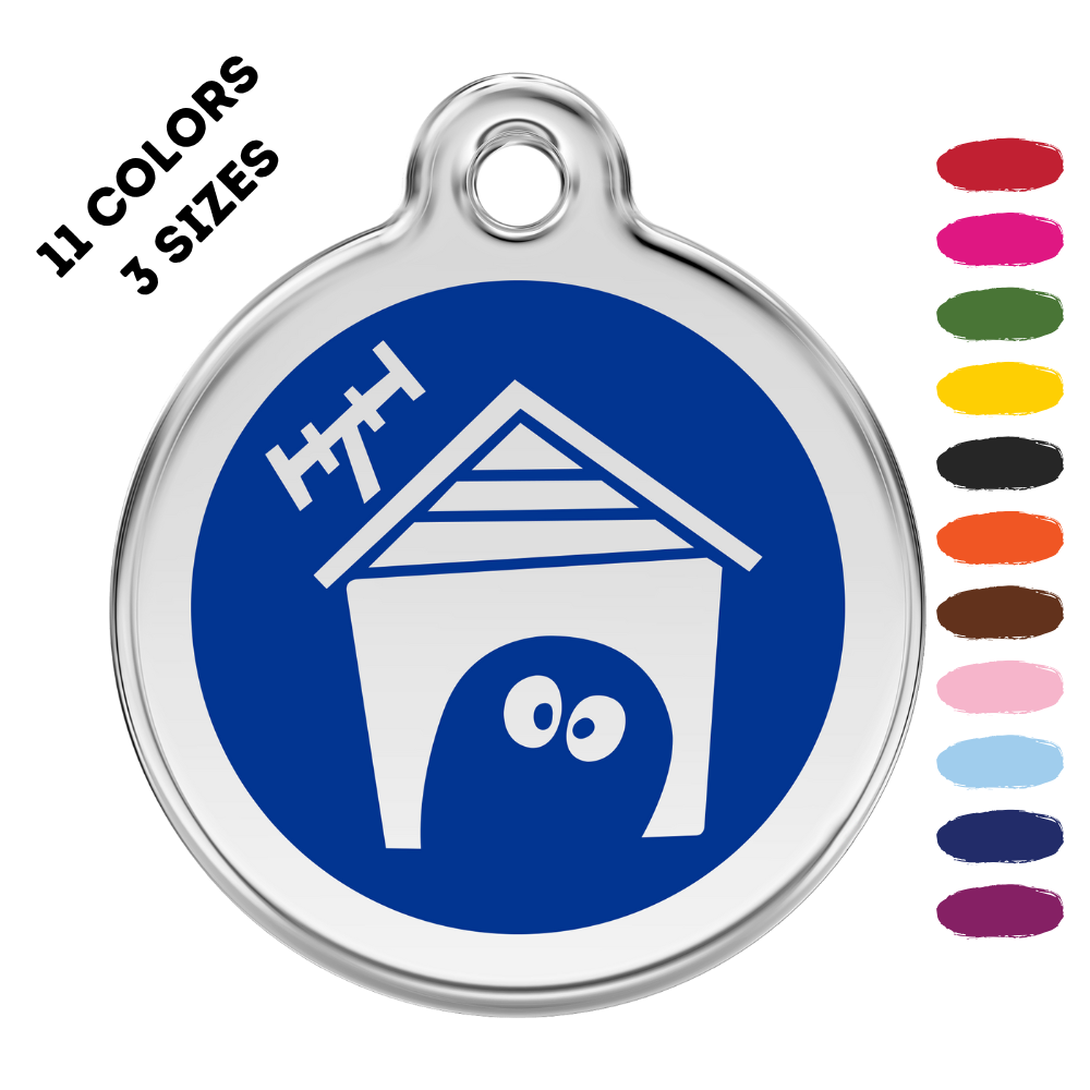 Dog House Stainless Steel and Enamel Blue Pet ID Tag
