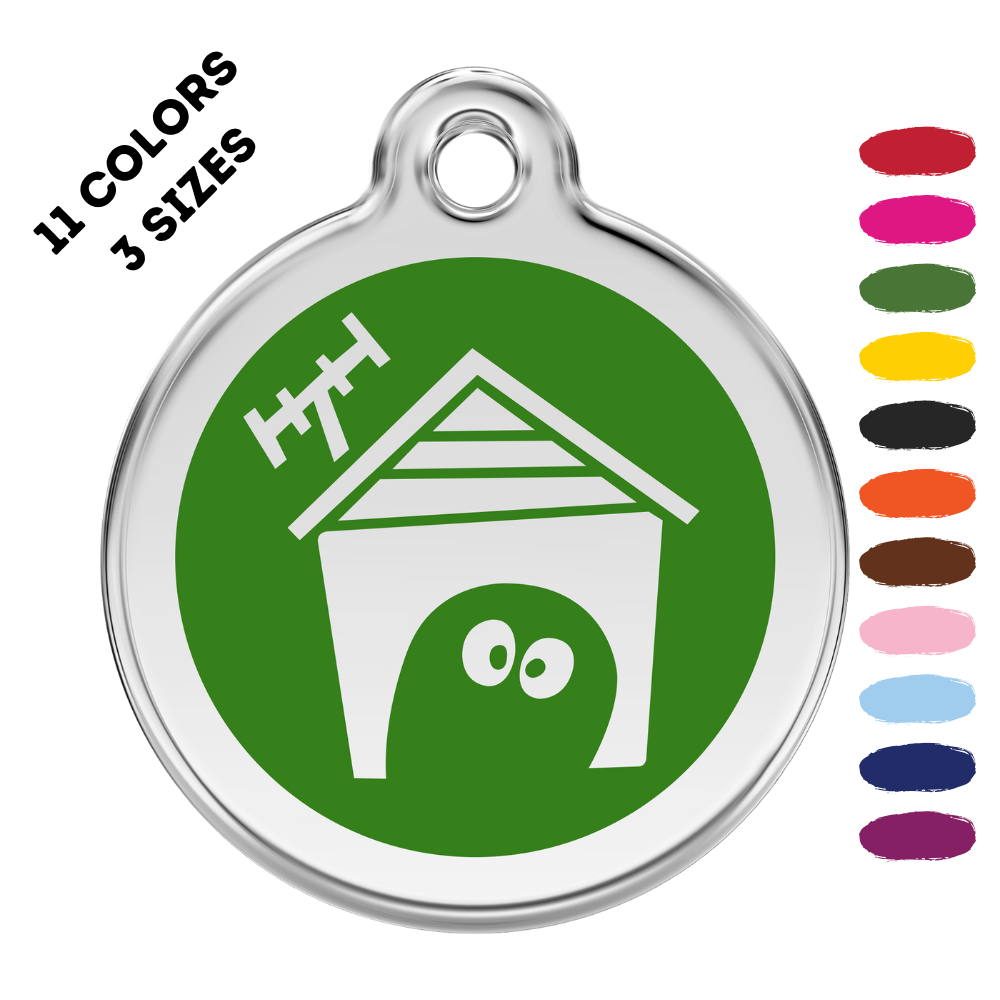 Dog House Stainless Steel and Enamel Green Pet ID Tag