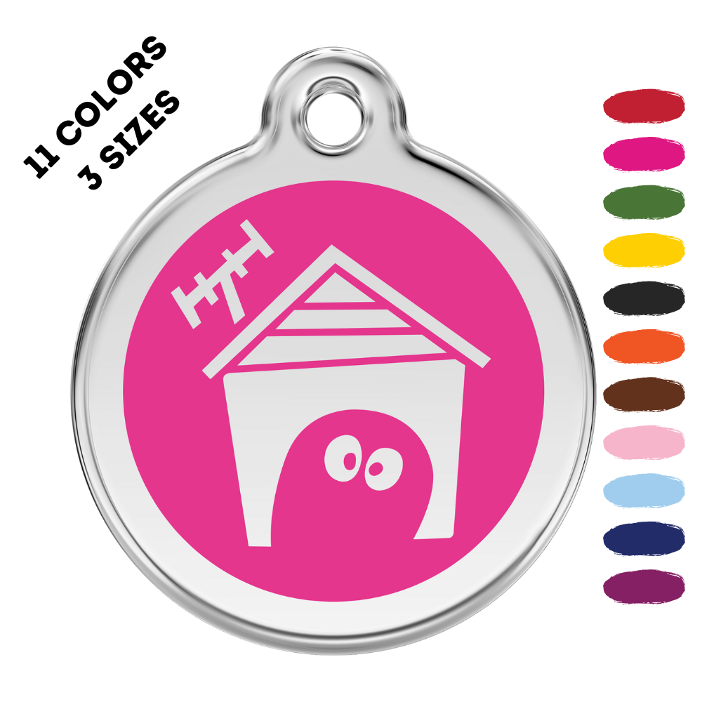Dog House Stainless Steel and Enamel Hot Pink Pet ID Tag
