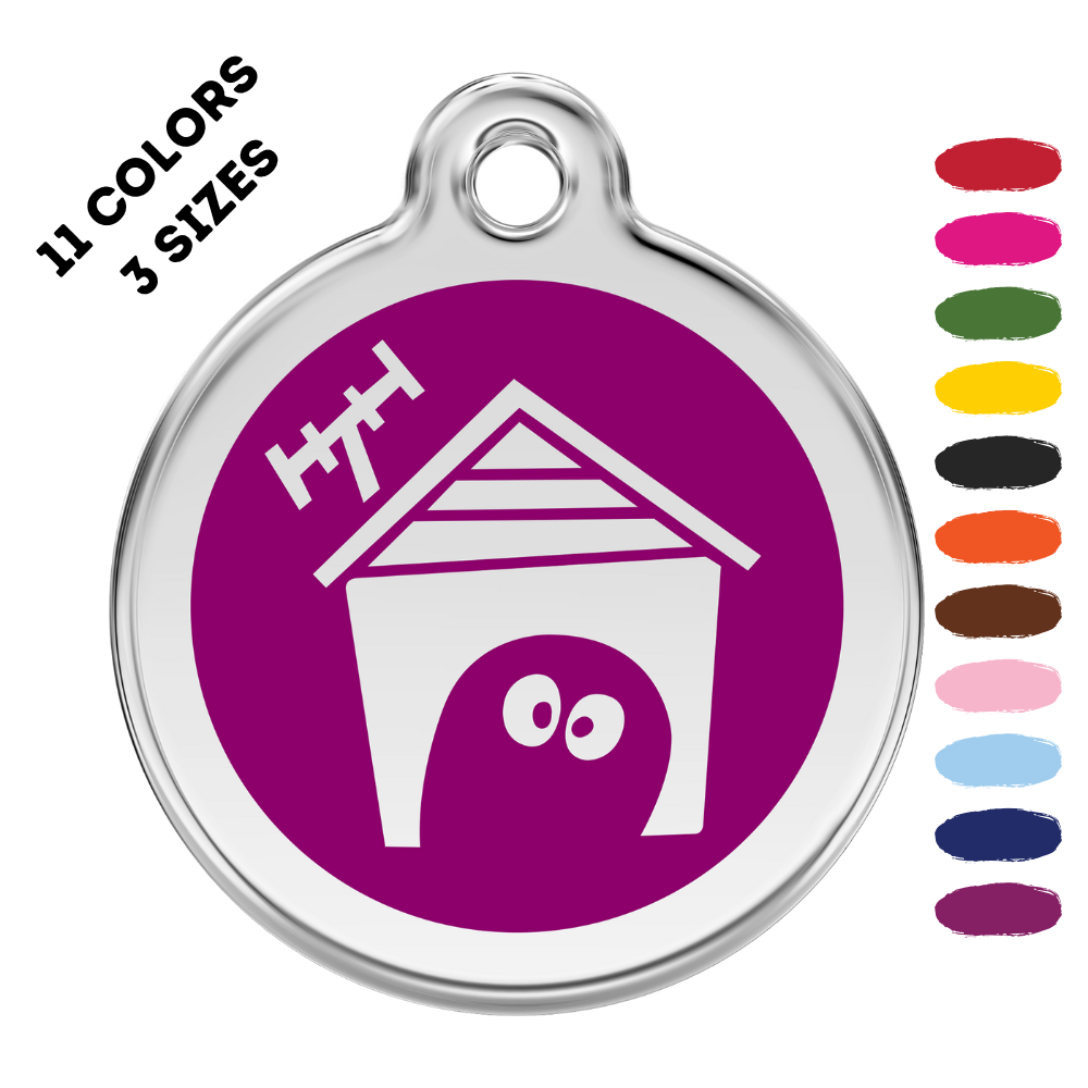 Dog House Stainless Steel and Enamel Purple Pet ID Tag