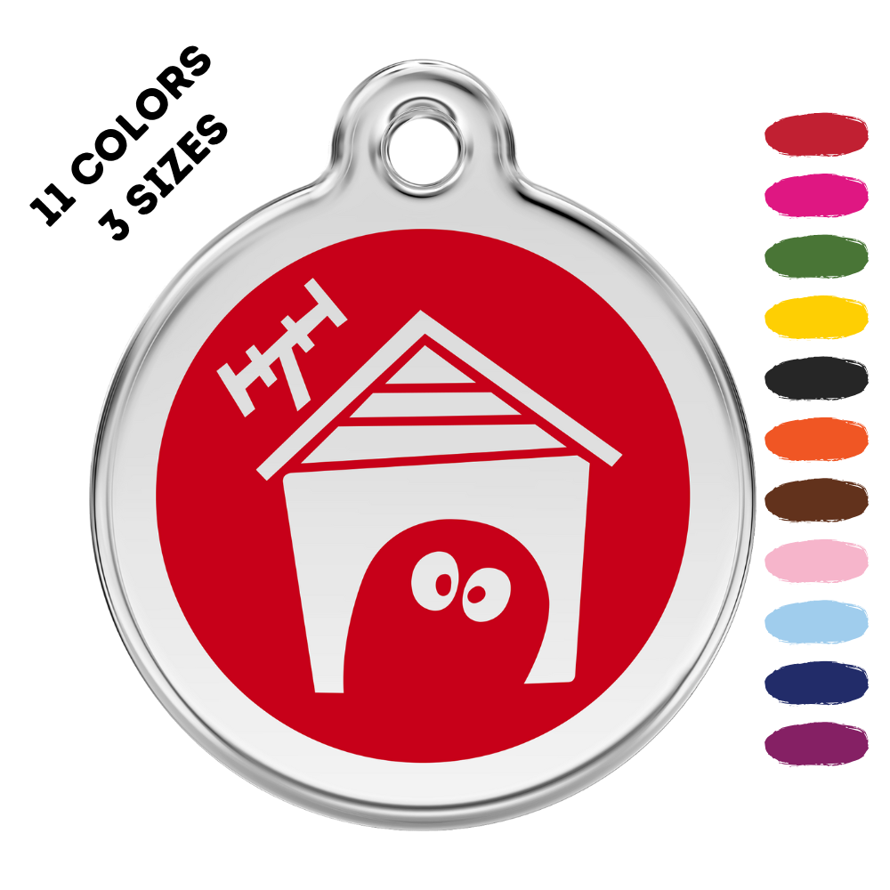 Dog House Stainless Steel and Enamel Red Pet ID Tag