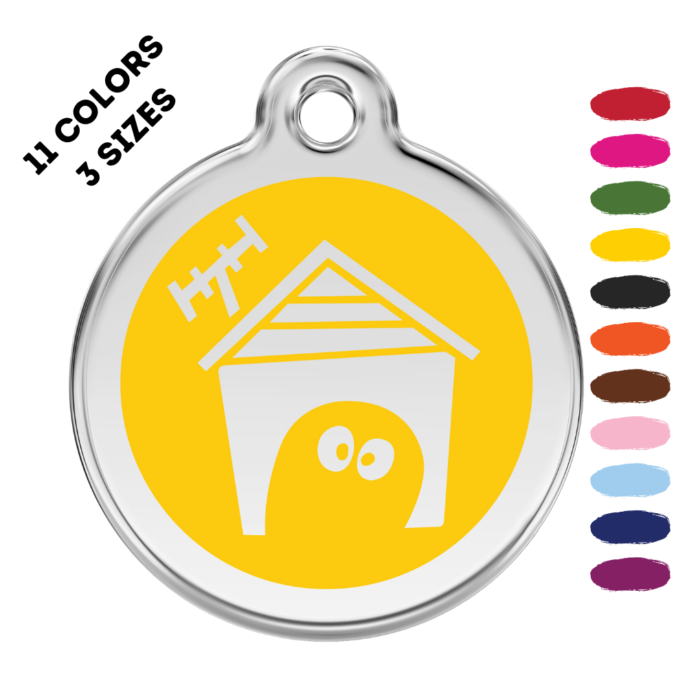 Dog House Stainless Steel and Enamel Yellow Pet ID Tag