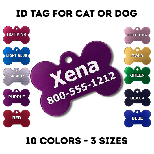 Bone Pet Tag, Personalized, Light Weight.  Great for small to large Dogs.