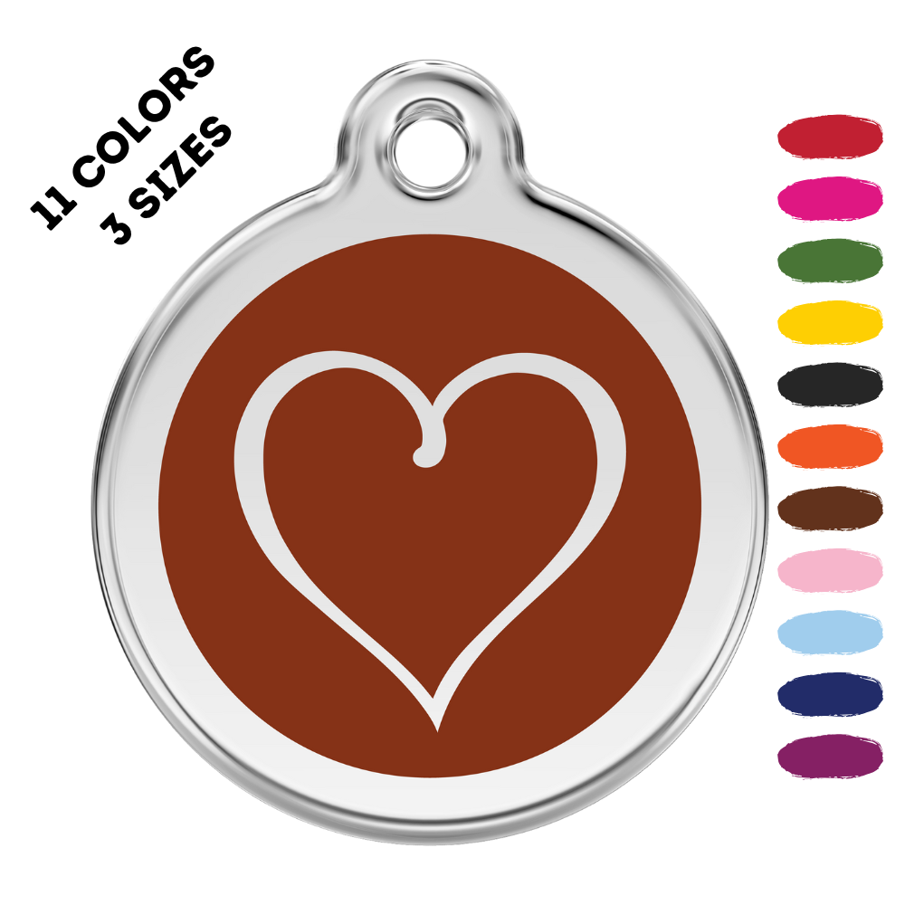 Tribal Heart Stainless Steel And Enamel Brown Pet ID Tag
