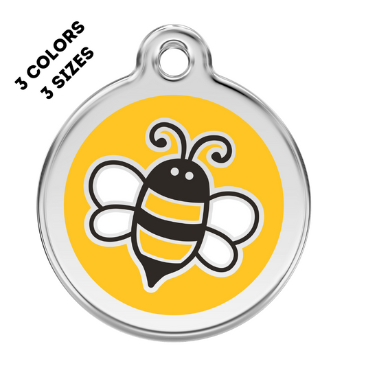 Bee Stainless Steel And Enamel Yellow Pet ID Tag