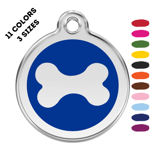 Bone Dark Blue Pet ID Tag