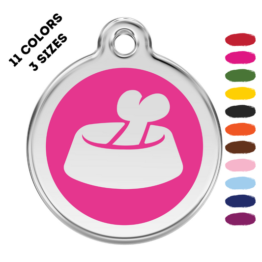 Bone In Bowl Hot Pink Pet ID Tag