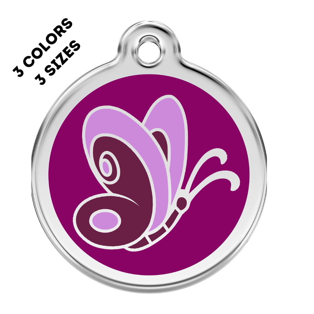 Butterfly Stainless Steel And Enamel Purple Pet ID Tag