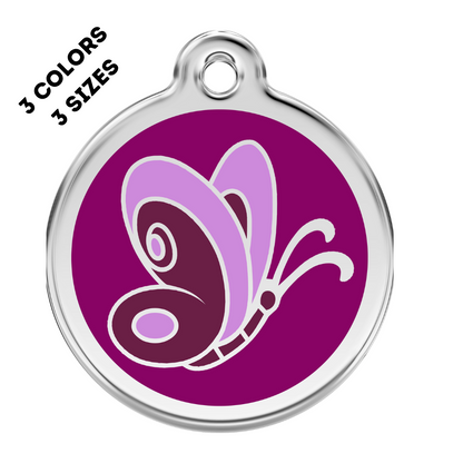 Butterfly Stainless Steel And Enamel Purple Pet ID Tag