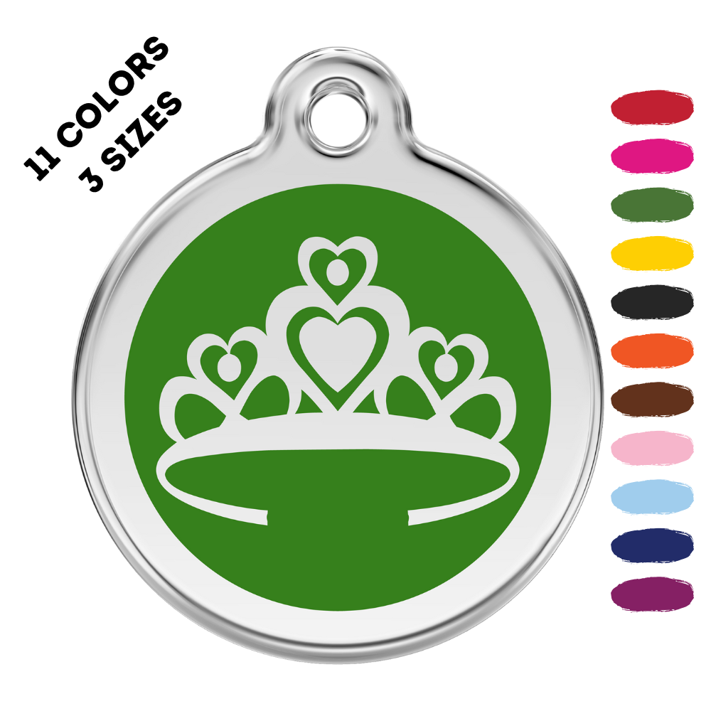 Crown Stainless Steel And Enamel Green Pet ID Tag