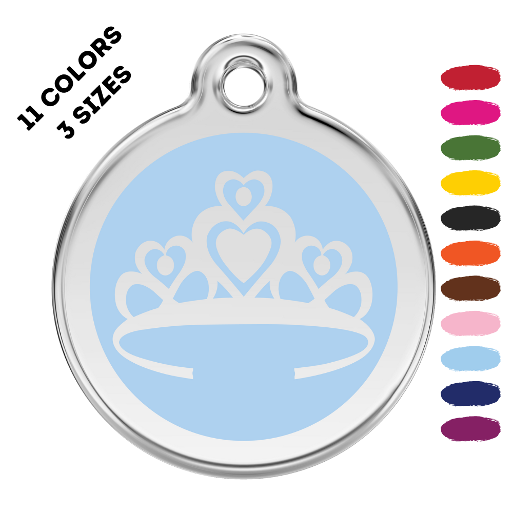 Crown Stainless Steel And Enamel Light Blue Pet ID Tag