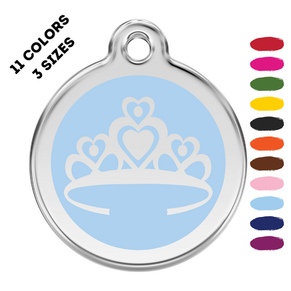Crown Stainless Steel And Enamel Light Blue Pet ID Tag
