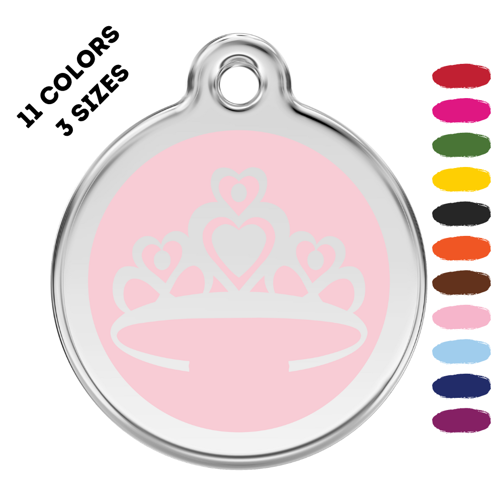 Crown Stainless Steel And Enamel Light Pink Pet ID Tag