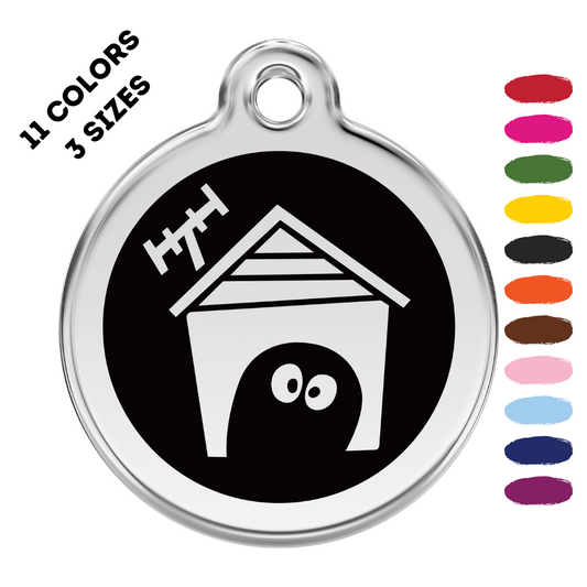 Dog House Stainless Steel and Enamel Black Pet ID Tag