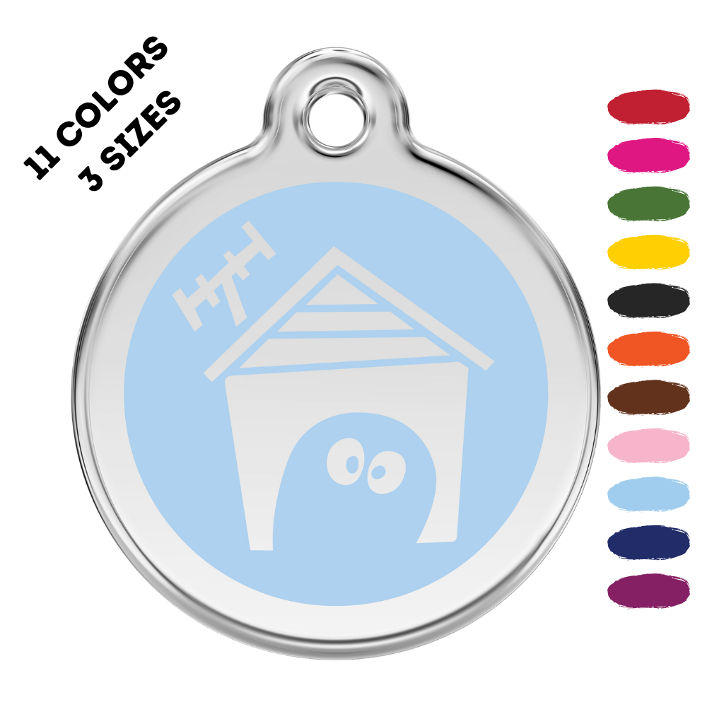 Dog House Stainless Steel and Enamel Light Blue Pet ID Tag