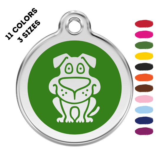 Dog Stainless Steel and Enamel Green Pet ID Tag