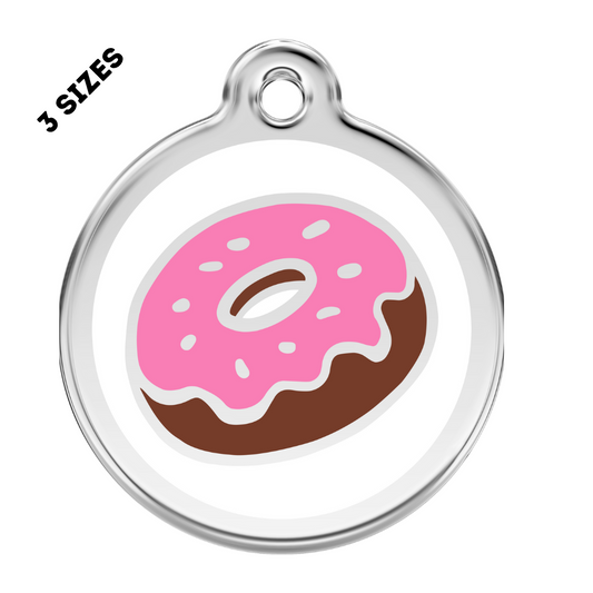Donut Stainless Steel And Enamel Pink Pet ID Tag