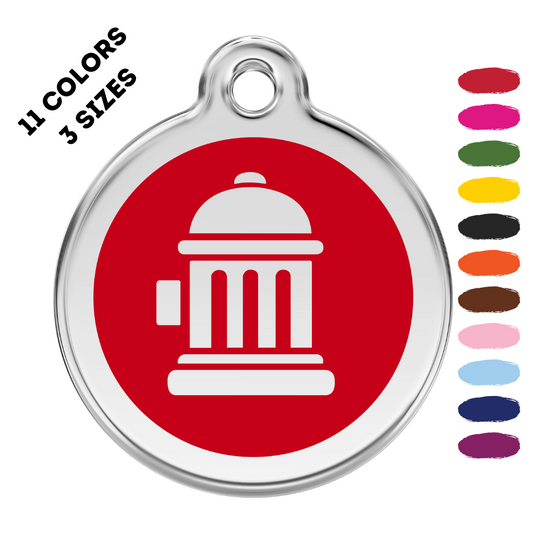 Fire Hydrant Stainless Steel and Enamel Red Pet ID Tag