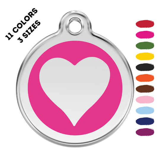 Heart Stainless Steel and Enamel Hot Pink Pet ID Tag