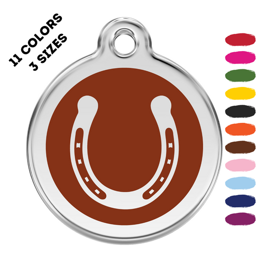 Horse Shoe Stainless Steel And Enamel Brown Pet ID Tag
