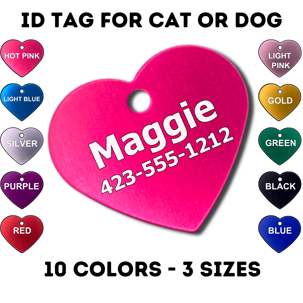 Pink Aluminum Heart Engraved Pet Tag