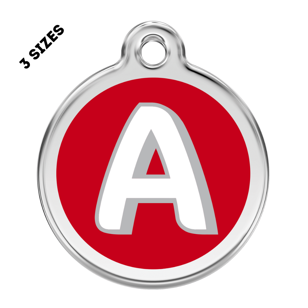 Stainless Steel and Enamel Letter A Pet ID Tag