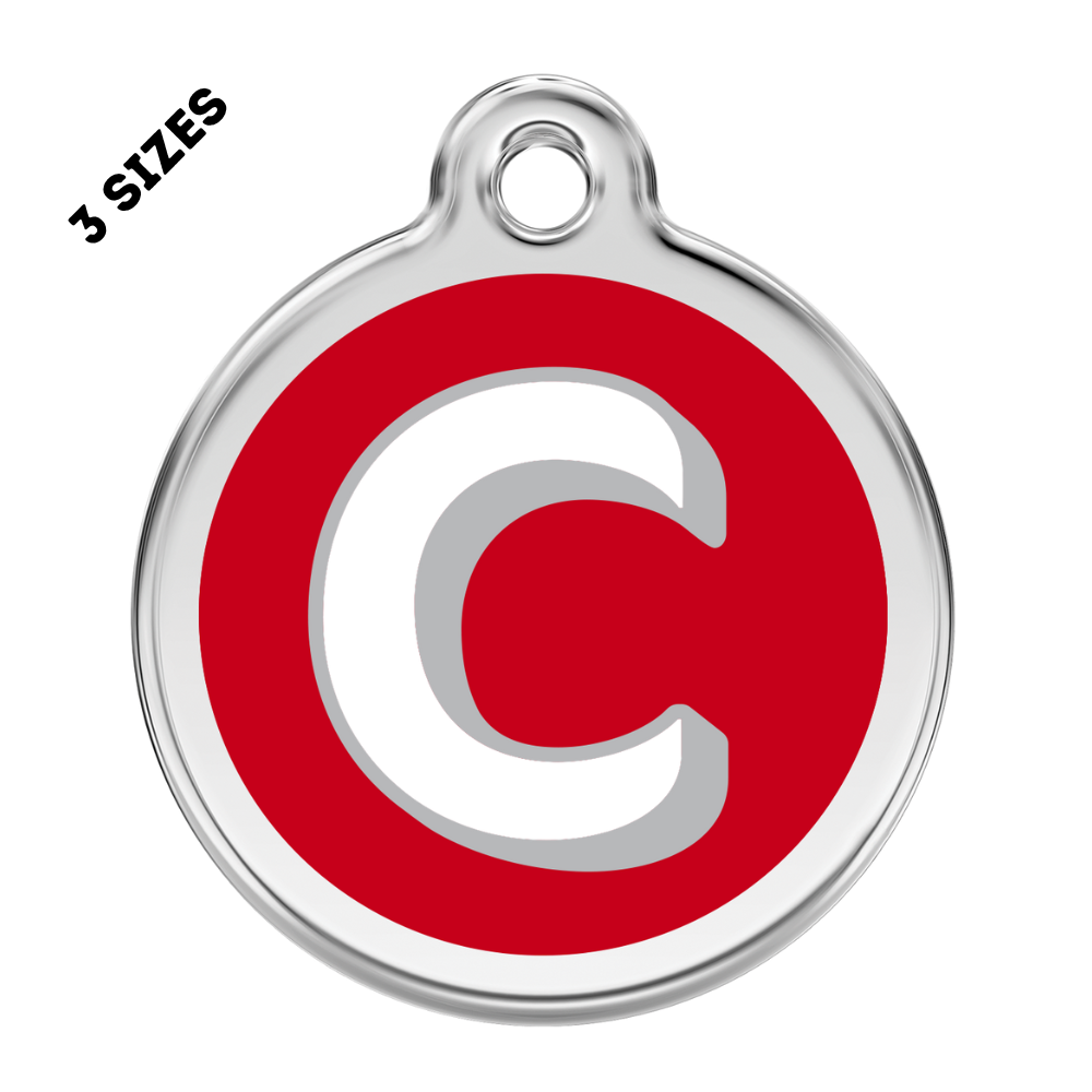 Stainless Steel and Enamel Letter C Pet ID Tag