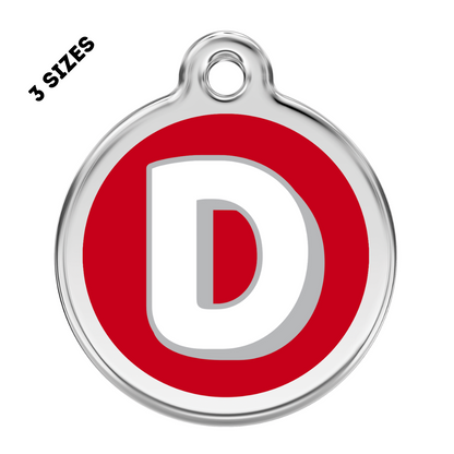 Stainless Steel and Enamel Letter D Pet ID Tag