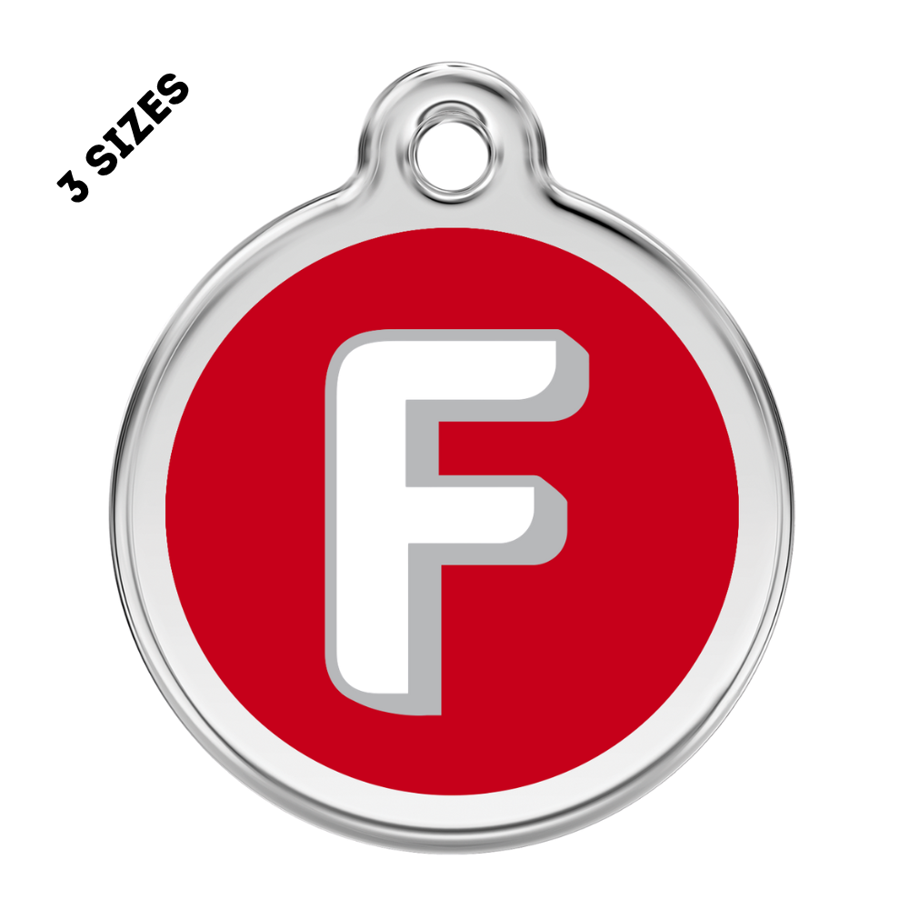 Stainless Steel and Enamel Letter F Pet ID Tag