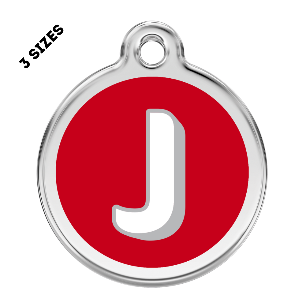 Stainless Steel and Enamel Letter J Pet ID Tag