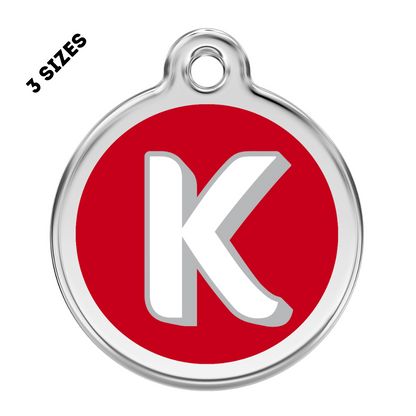 Stainless Steel and Enamel Letter K Pet ID Tag
