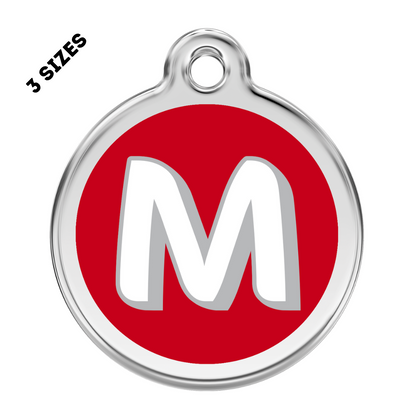 Stainless Steel and Enamel Letter M Pet ID Tag