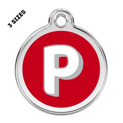 Stainless Steel and Enamel Letter P Pet ID Tag