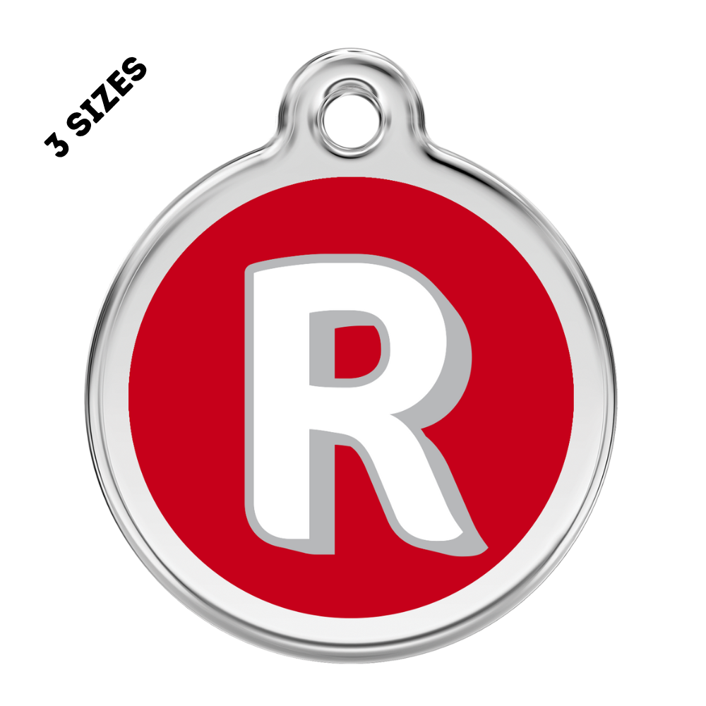 Stainless Steel and Enamel Letter R Pet ID Tag