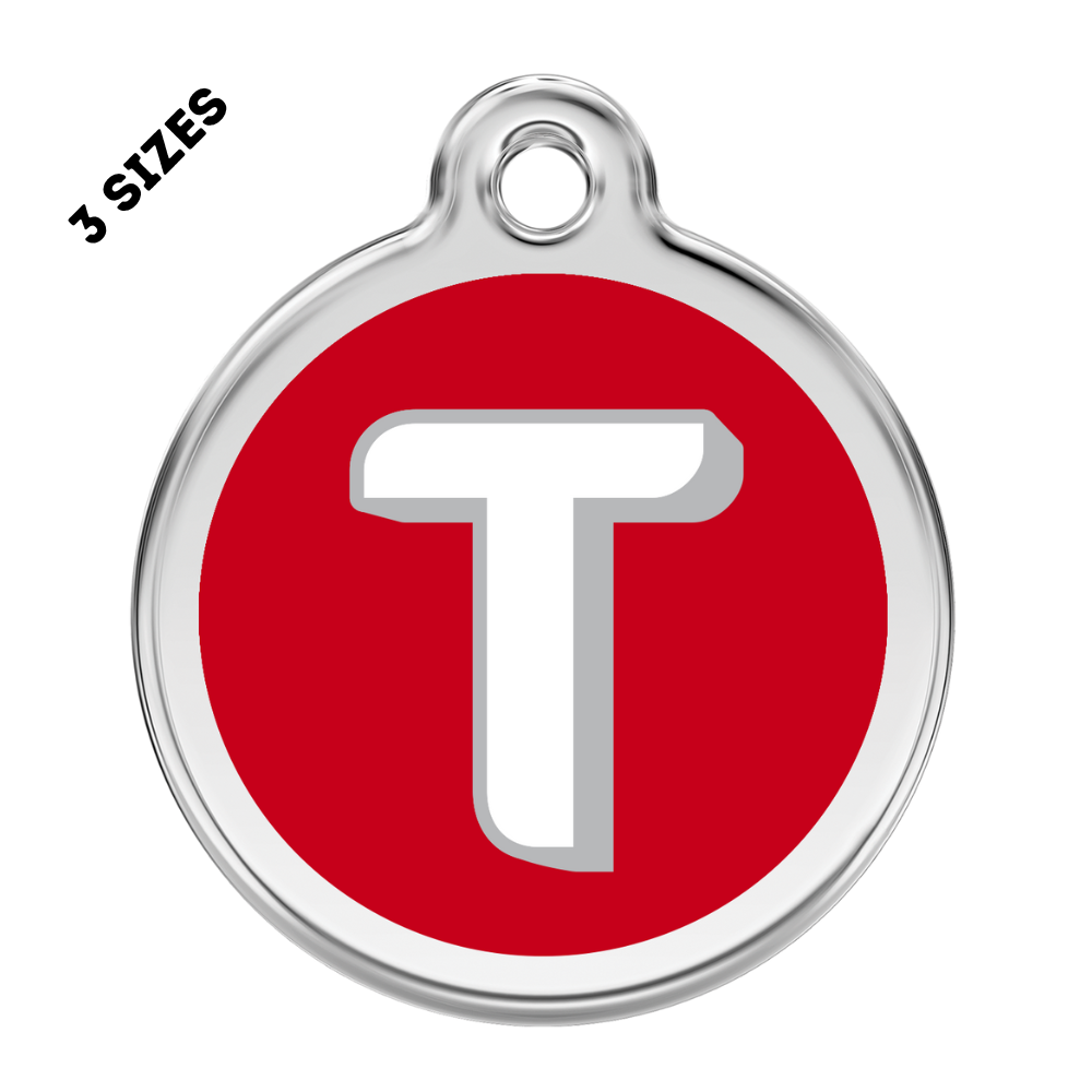 Stainless Steel and Enamel Letter T Pet ID Tag
