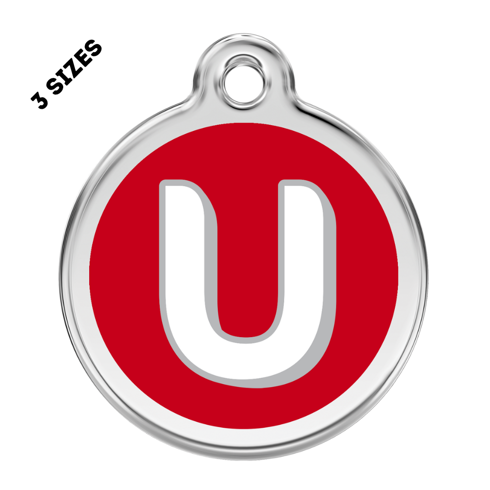 Stainless Steel and Enamel Letter U Pet ID Tag