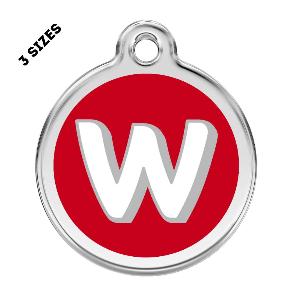 Stainless Steel and Enamel Letter W Pet ID Tag