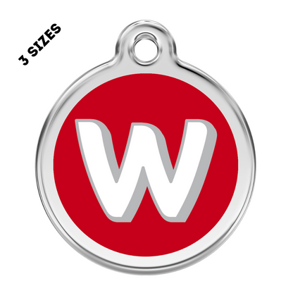 Stainless Steel and Enamel Letter W Pet ID Tag