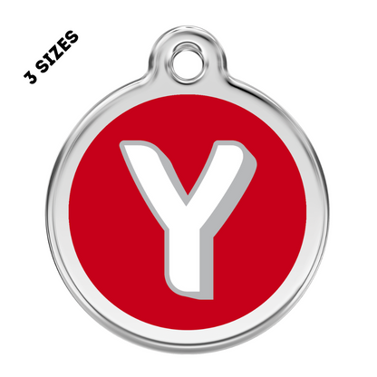 Stainless Steel and Enamel Letter Y Pet ID Tag