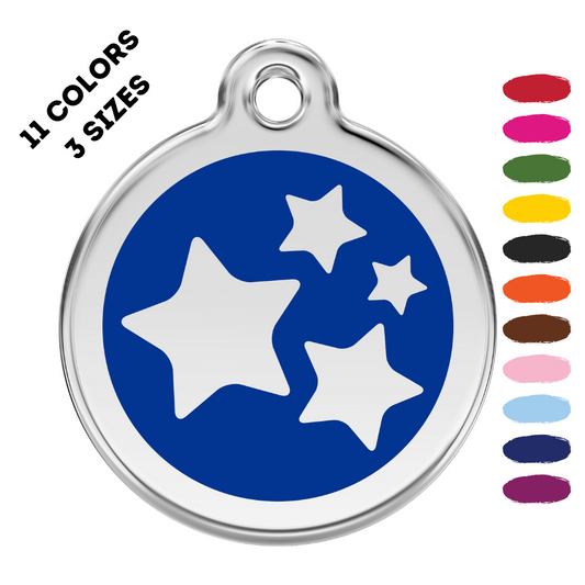 Stars Stainless Steel and Enamel Dark Blue Pet ID Tag