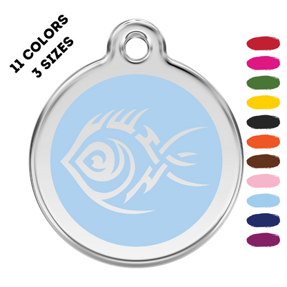 Tribal Fish Stainless Steel And Enamel Light Blue Pet ID Tag