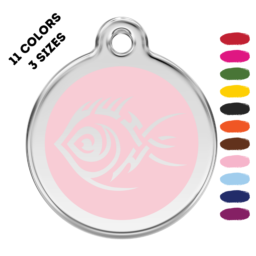 Tribal Fish Stainless Steel And Enamel Light Pink Pet ID Tag